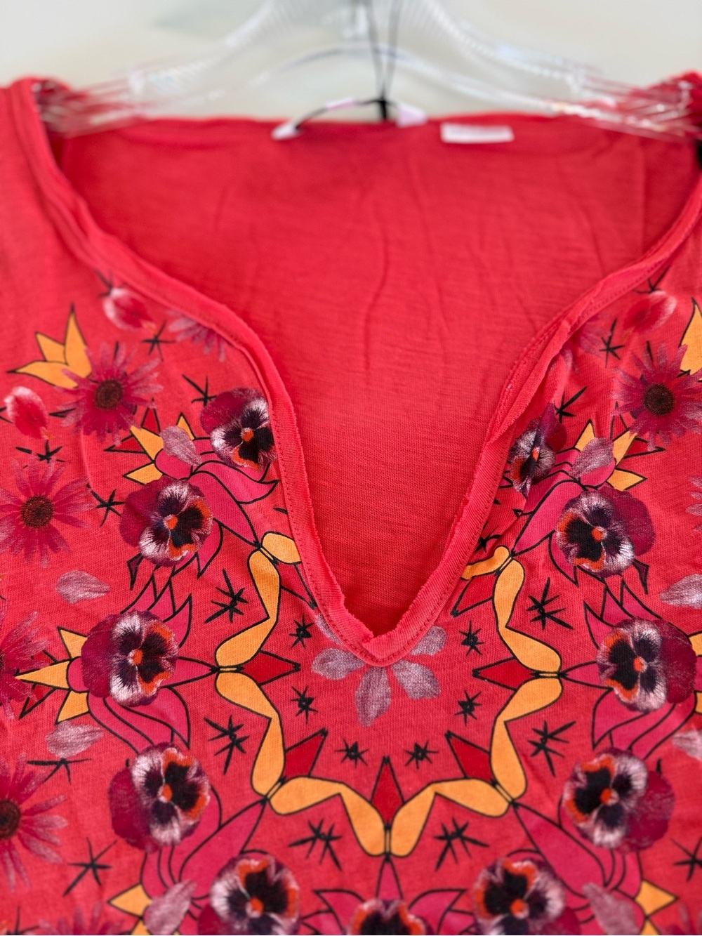 Desigual Red Short Sleeve Tee with Floral Medallion - Picture 3 of 14